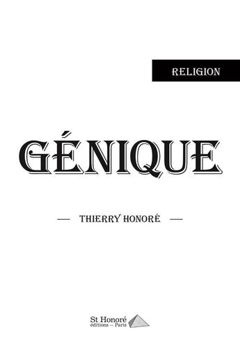 Couverture du livre « Genique » de Honore Thierry aux éditions Saint Honore Editions