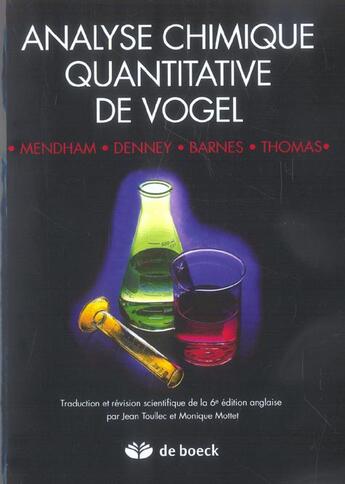 Couverture du livre « Analyse chimique quantitative de vogel » de Barnes/Denney/Thomas aux éditions De Boeck Superieur
