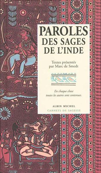 Couverture du livre « Paroles des sages de l'Inde » de  aux éditions Albin Michel