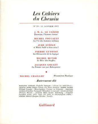 Couverture du livre « Les Cahiers Du Chemin 29 (15 Janvier 1977) » de Collectifs Gallimard aux éditions Gallimard