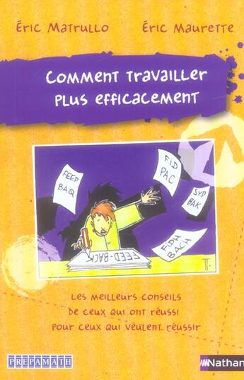 Couverture du livre « Comment travailler plus efficacement ; prepamaths » de Matrullo/Maurette aux éditions Nathan