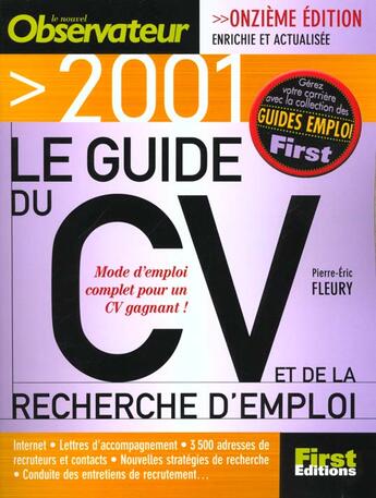 Couverture du livre « Guide Du Cv 2001 » de P-M Fleury aux éditions First