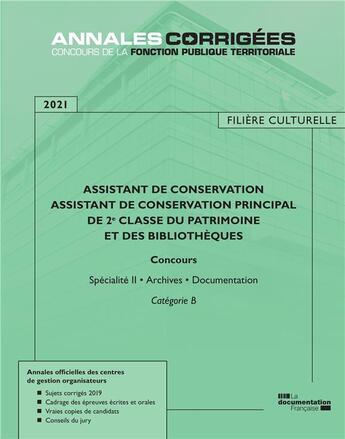 Couverture du livre « Assistant de conservation assistant de conservation principal de 2e classe du patrimoine et des bibliothèques » de  aux éditions Documentation Francaise