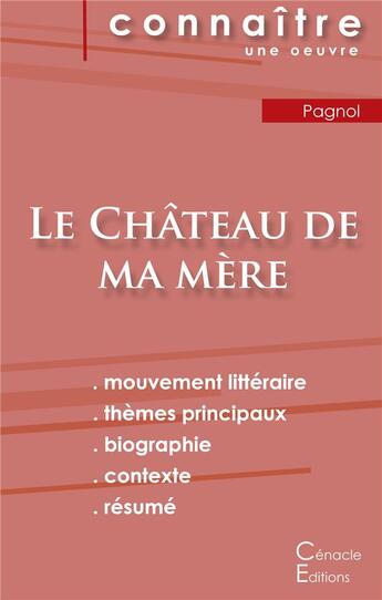 Couverture du livre « Le château de ma mère, de Marcel Pagnol ; fiche de lecture » de  aux éditions Editions Du Cenacle