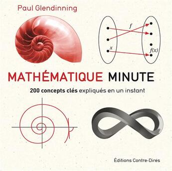 Couverture du livre « Mathématique minute ; 200 concepts clés expliqués en un instant » de Paul Glendinning aux éditions Contre-dires