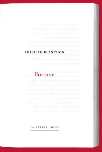 Couverture du livre « Fortune » de Philippe Blanchon aux éditions Lettre Volee