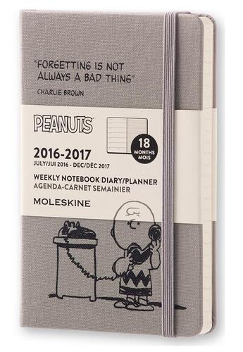 Couverture du livre « Agenda 18 mois semainier peanuts 2016-17 poche toile » de  aux éditions Moleskine