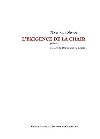 Couverture du livre « L'exigence de la chair » de Nathalie Swan aux éditions Corlevour