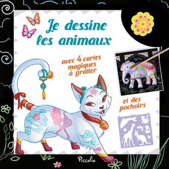 Couverture du livre « Je dessine les animaux ; chat » de Miss Holly aux éditions Piccolia