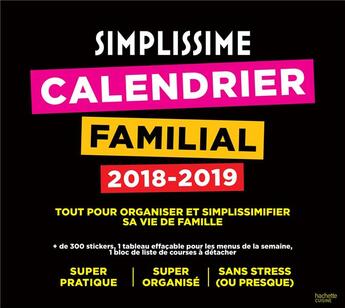 Couverture du livre « Calendrier familial simplissime 2018-19 » de  aux éditions Hachette Pratique