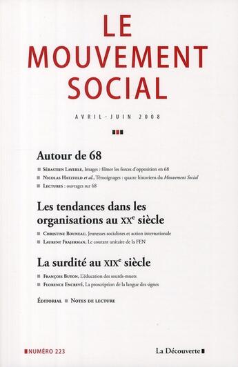 Couverture du livre « Autour de mai 68 » de Revue Le Mouvement S aux éditions La Decouverte