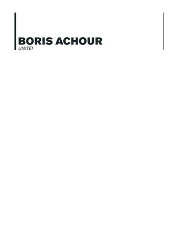 Couverture du livre « Unite » de Achour Boris aux éditions Ensba