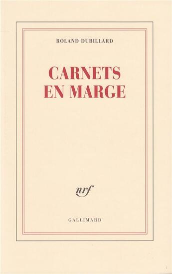 Couverture du livre « Carnets en marge » de Roland Dubillard aux éditions Gallimard