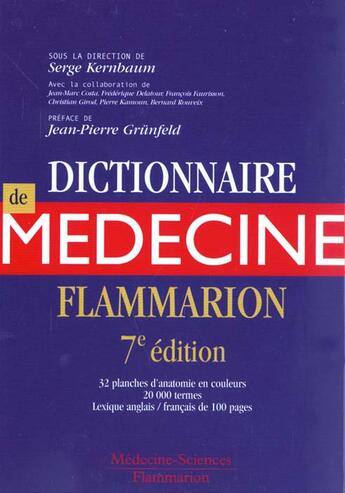 Couverture du livre « Dictionnaire de medecine flammarion (7. ed.) » de Serge Kernbaum aux éditions Lavoisier Medecine Sciences