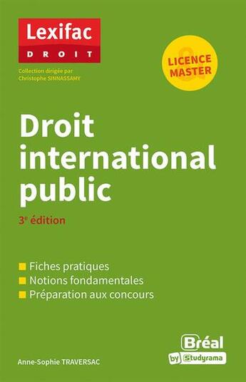 Couverture du livre « Droit international public (3e édition) » de Jamal Sarah aux éditions Breal