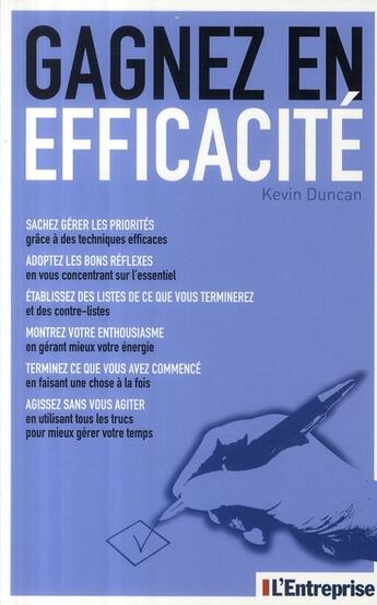 Couverture du livre « Gagnez en efficacité » de Duncan/Jolliffe aux éditions L'entreprise