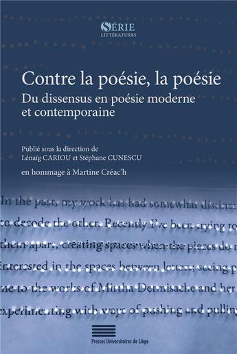 Couverture du livre « Contre la poésie, la poésie, Du dissensus en poésie moderne et contemporaine » de Lenaig Cariou et Stephane Cunescu aux éditions Pulg