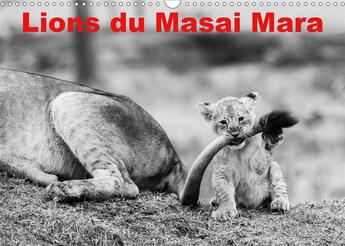 Couverture du livre « Lions du Masai mara (Calendrier mural 2020 DIN A3 horizontal) ; Photos N&B de lions libres et sauvages (Calendrier mensuel, 14 Pages ) » de Michel Hagege aux éditions Calvendo