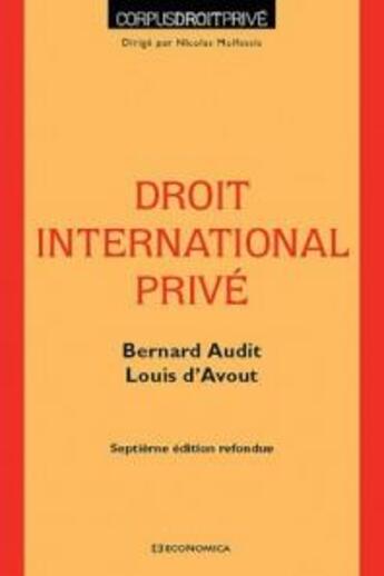 Couverture du livre « Droit International Prive, 7e Ed. » de Audit/Avout (D') aux éditions Economica