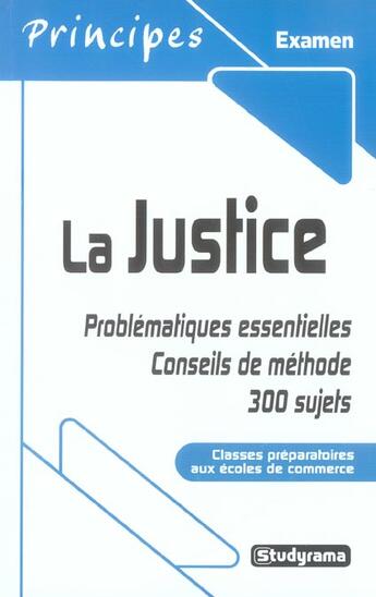 Couverture du livre « La justice - classes preparatoires aux ecoles de commerce (édition 2005/2006) » de  aux éditions Studyrama