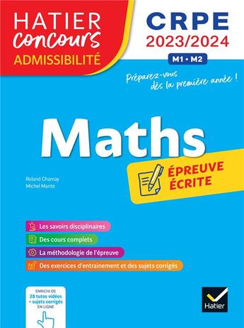 Couverture du livre « Mathematiques - crpe 2023-2024 - epreuve ecrite d'admissibilite » de Charnay/Mante aux éditions Hatier