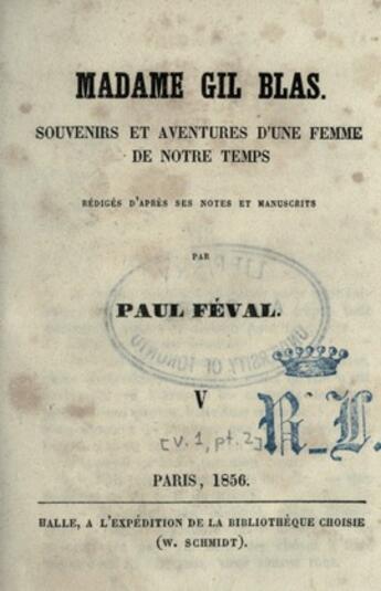 Couverture du livre « Madame Gil Blas » de Paul Féval (père) aux éditions 