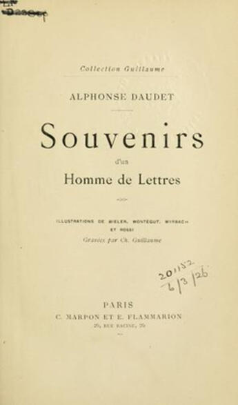 Couverture du livre « Souvenirs d'un homme de lettres » de Alphonse Daudet aux éditions 