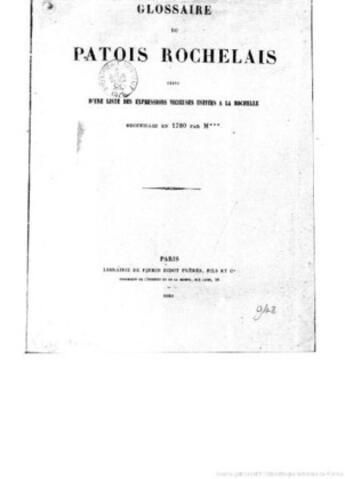 Couverture du livre « Glossaire du patois rochelais » de Jean-Henri Burgaud des Marets aux éditions 