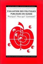 Couverture du livre « Evaluation des politiques publiques en Suisse » de Horber aux éditions Ppur