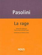 Couverture du livre « La rage » de Pier Paolo Pasolini aux éditions Nous