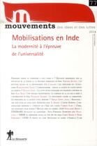Couverture du livre « REVUE MOUVEMENTS t.77 : mobilisations en Inde » de Revue Mouvements aux éditions La Decouverte