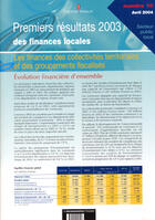 Couverture du livre « Premiers resultats 2003 des finances locales » de  aux éditions Documentation Francaise