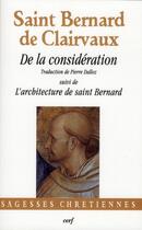 Couverture du livre « De la considération » de Bernard De Clairvaux aux éditions Cerf