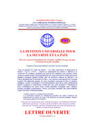 Couverture du livre « La Pétition universelle pour la sécurité et la paix » de Prosper Bokolomba-Mpela aux éditions Publibook