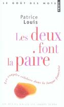 Couverture du livre « Les deux font la paire » de Patrice Louis aux éditions Points