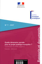 Couverture du livre « Quelle dimension sociale pour le projet politique européen ? » de  aux éditions Documentation Francaise