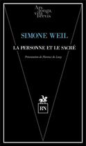 Couverture du livre « La personne et le sacré » de Simone Weil aux éditions Rn