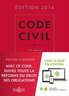Couverture du livre « Code civil (édition 2016) » de  aux éditions Dalloz