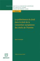 Couverture du livre « La prééminence du droit dans le droit de la convention européenne des droits de l'homme » de Xavier Souvignet aux éditions Bruylant