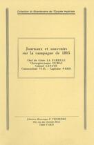 Couverture du livre « Journaux et souvenirs sur la campagne de 1885 » de  aux éditions Editions Historiques Teissedre