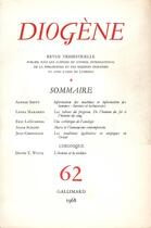 Couverture du livre « Diogene 62 » de Collectifs Gallimard aux éditions Gallimard