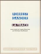 Couverture du livre « La trace » de Forrest Gander aux éditions Sabine Wespieser