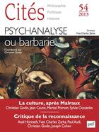 Couverture du livre « Revue Cites T.54 ; Psychanalyse : Une Mauvaise Passe ? » de Revue Cites aux éditions Puf