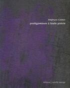 Couverture du livre « Prolégomènes à toute poésie » de Stephane Cremer aux éditions Isabelle Sauvage