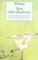 Couverture du livre « Mon individualisme » de Soseki Natsume aux éditions Rivages