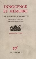Couverture du livre « Innocence et memoire » de Giuseppe Ungaretti aux éditions Gallimard