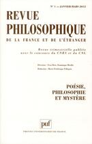 Couverture du livre « Revue Philosophique N.137 ; T.1 ; Poésie, Philosophie, Mystère » de  aux éditions Puf