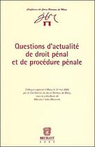 Couverture du livre « Questions d'actualite de droit penal et de procedure penale » de  aux éditions Bruylant