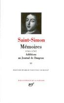 Couverture du livre « Mémoires ; additions au journal de Dangeau Tome 2 » de Saint-Simon aux éditions Gallimard