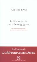 Couverture du livre « Lettre ouverte aux démagogues » de Rachid Kaci aux éditions Syrtes